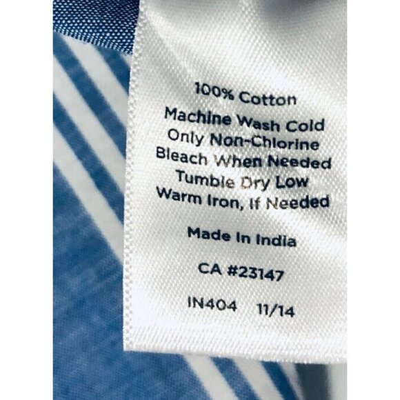 Talbots Top Womens Size 10 Blue White Striped Button Up Roll Tab Sleeves - Picture 6 of 6